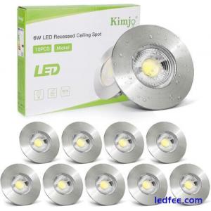 Kimjo LED Recessed Ceiling Light, LED Downlights Ceiling 6W Cool White 6000K, 10