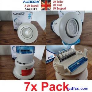 7x Pack LED Downlight Fire Rated 4000k Cool White Aurora 6w Matte White Spot