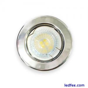 Fixed GU10 Ceiling Downlights Shiny Chrome Metal Round LED Spot Lights Fitting