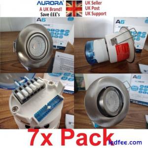 7x LED Downlight Fire Rated 4000k Cool White Aurora 6w Satin Nickel Brushed Spot