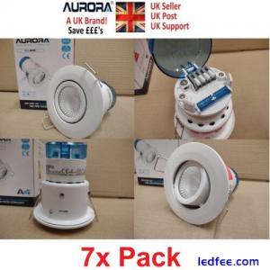 7x Downlight LED Fire Rated 3000k Warm White Aurora 4w White Recessed Spot