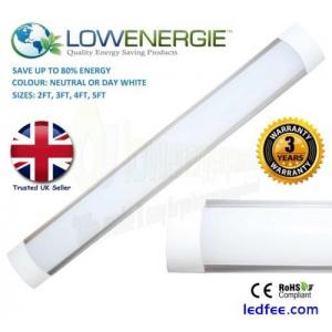 Slimline LED Tube Light Batten Ceiling or Wall Mount Slim High Lumens 2,3,4,5Ft
