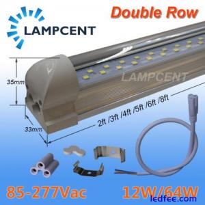 25/Pack T8 LED Tube Bulb D-shape Integrated LED Shop Light Fixture 2,3,4,5,6,8ft