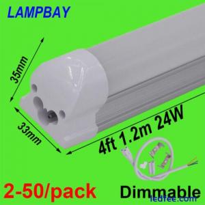 2-50/pack Dimmable LED Tube Light 4ft,1.2m 20W 24W Bulb Integrated Lamp Fixture