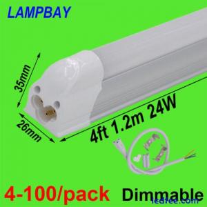 4-100/pack Dimmable LED Tube Light 4ft 1.2m 24W T5 Integrated Bulb Lamp Fixture