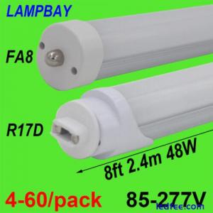 LED Tube Light 8ft, 2.4m 48W F96 Bulb Single pin FA8 R17D(HO) bar lamp 110V-277V