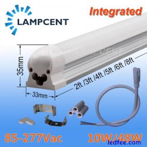 10/Pack T8 Integrated 2,3,4,5,6,8FT LED Tube Bulb Fluorescent Bar Light Fixture