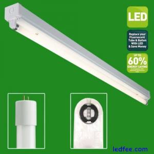 2ft LED Compatible Single Batten Fitting Fixture - with 9w LED Tube Cool White