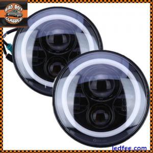 7" Pair LED Halo Headlamp Headlights Upgrade Bright White Hi / Lo For JEEP