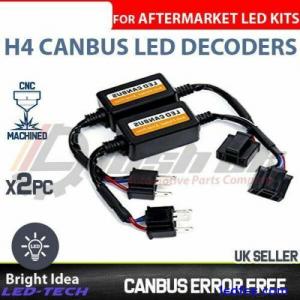 2x H4 LED Headlight Canbus Error Free Warning Resistor Decoder Anti Flicker