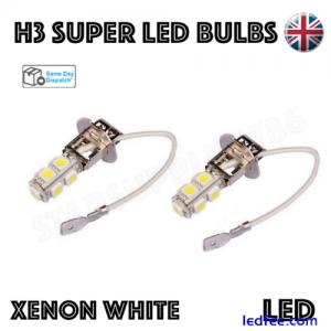 2x H3 LED BULBS WHITE HEADLIGH...