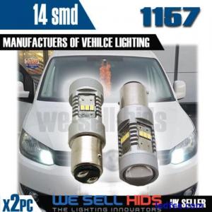 2x Caddy Drl Led Bulbs 1157 14 SMD VW 2011-14 Headlight Upgrade White 6000k