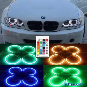 4x Multi-color RGB LED Angel Eyes Halo Rings Remote Control for BMW 3 Series E46