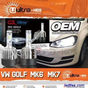 VW Golf MK6 MK7 - H7 COB LED Headlight Bulbs Kit 7600 Lumens  Canbus 72W HID G4