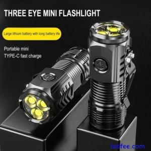 Three Eyed Flashlight Rechargeable Mini LED Flashlights  High Lumens 2-4H