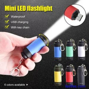 Mini LED Flashlight Torch USB Rechargeable Pocket EDC Keychain Light