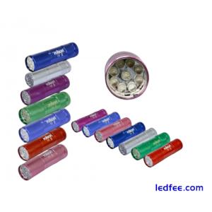 9 LED Torch Light Pocket Flashlight Aluminium Coloured 7 Colour Available