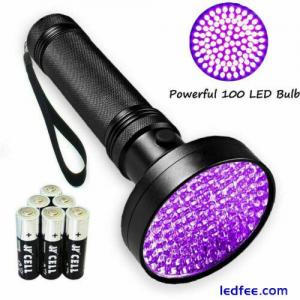 UV Ultra Violet 100-LED Flashlight Blacklight Detection Outdoor Torch Lamp Light