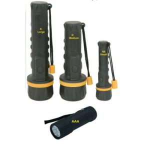 UK Battery Rubber Body Heavy Duty LED Torches small to large shockproof tough 