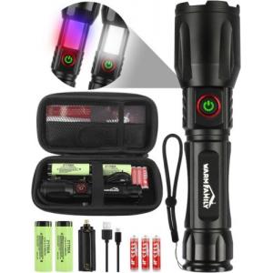 Led Torch 10000 Lumens Super Bright Zoomable Rechargeable 5 Modes Flashlight