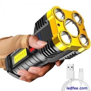 Torches LED Super Bright, Five-Nuclear Explosion Flashlight Strong Light USB