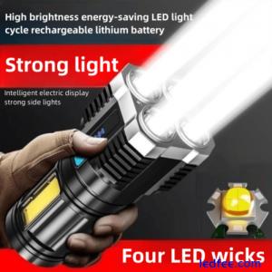 Outdoor Waterproof Strong Light Flashlight, 4 Four Lights, rechargeable UK STOCK