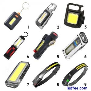 Rechargeable LED Keychain Lights Head Torch Hand Torch Work Light Cordless COB