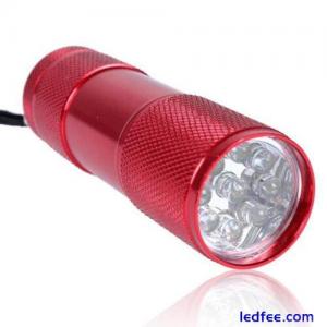 9 LED Bright White Light Aluminum Mini Portable Flashlight Torch Lamp Blue/Black