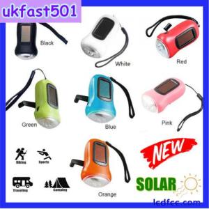 LED Solar Power Flashlight Hand Crank Torch Wind Up Super Bright Camping Light