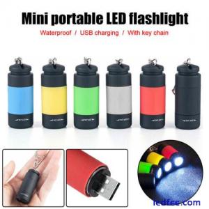 Mini LED Flashlight Lamp USB Rechargeable Waterproof Torch Pocket Keychain Light