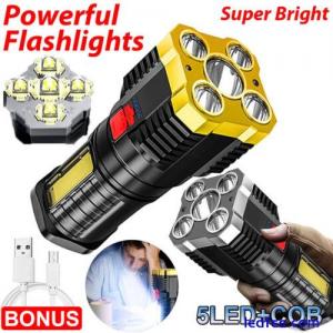 High Powered 12000000LM LED Flashlight Super Bright Torch USB Rechargeable Lamp