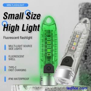BORUiT Mini Pocket LED Flashlight Keychain Torch Rechargeable Light Lamp Camping