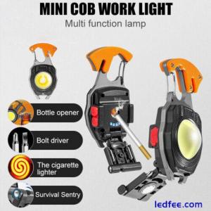 Multi-Function Mini Keychain Flashlight LED Torch Work Lamp Cigarette Lighter n.