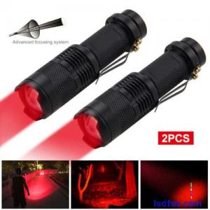 1/2X Red Light LED Flashlight 3Modes Red Torch Lamp Astronomy Night Vision Lamp