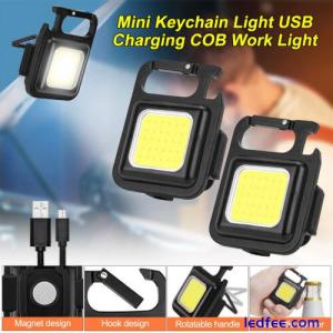 800LM Mini COB LED Flashlight Portable Work Light Rechargeable Pocket Keychain