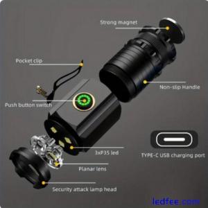 P35 High Power Led Flashlights MINI Torch with 3 LED and Tail Magnet