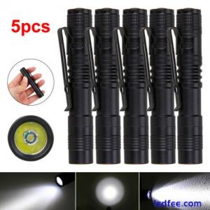 1~5X LED Flashlight Clip Mini Light Penlight Pocket Portable Pen Torch Lamp US