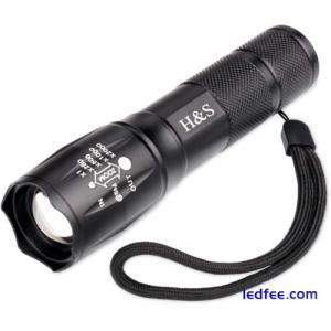 H&S LED Torch Super Bright T6 Torch Zoomable Waterproof Flashlight Camping Light