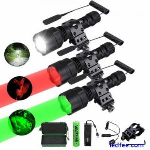 Taktische Grün/Rot/Weiß LED Taschenlampe Jagd Lampe Licht Fackel Wasserdicht Set