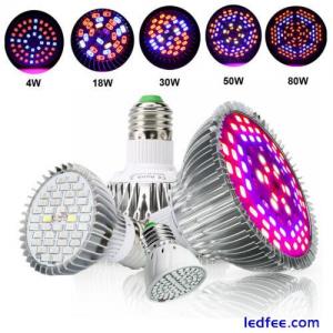 E27 18/30/50/80W Led Grow Light Full Spectrum Lamp Bulb Plant Hydroponics Bloom
