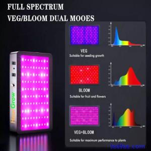  1500w LED Grow Light Full Spectrum with Timer Remote Control, Veg & Bloom