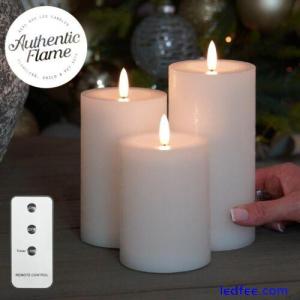 Authentic Flame White LED Real Wax Remote Control Flickering Battery Candles