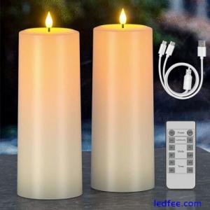 PChero Solar Rechargeable Pillar Candles with Remote, 2pcs LED Flameless Battery