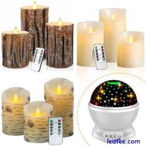 3Set Flickering LED Candles Real Wax Battery Powered Lights Remote Control Lamps