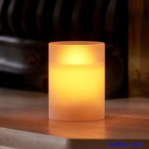 Auraglow Frosted Glass Flickering Flameless LED Decorative Candle Safety Flame