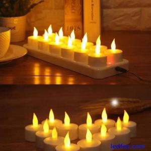 12 Rechargeable LED Candles Flameless Tea Lights Valentine&apos;s Day Home
