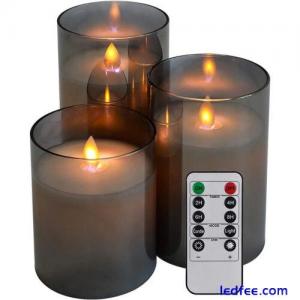 3 pieces/set of LED flameless electric candles, glass wedding party tea lights
