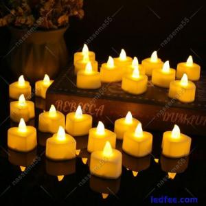 24PCS Led Tea Lights Heart Candles LED FLAMELESS Battery Operated Wedding XMAS