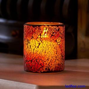 Auraglow Mosaic Glass Flickering Flameless LED Decorative Candle Safety Flame
