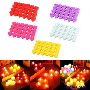 24x LED Heart Shaped Candle Light Romantic for Home Table Decor
